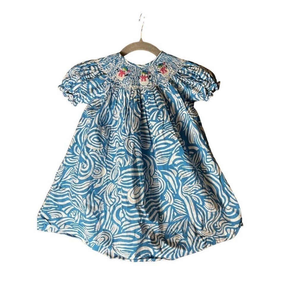 Smock Monkey Smocked Snowman Dress